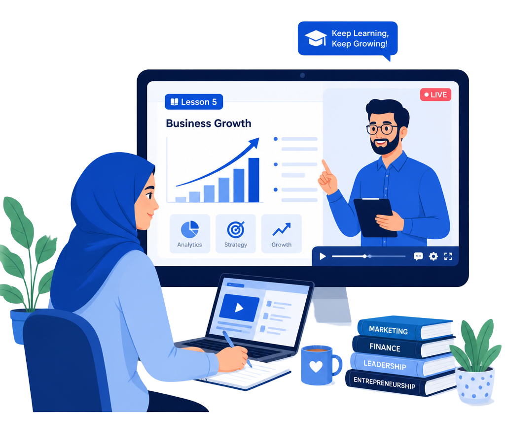 Ilustrasi peserta belajar online bersama mentor